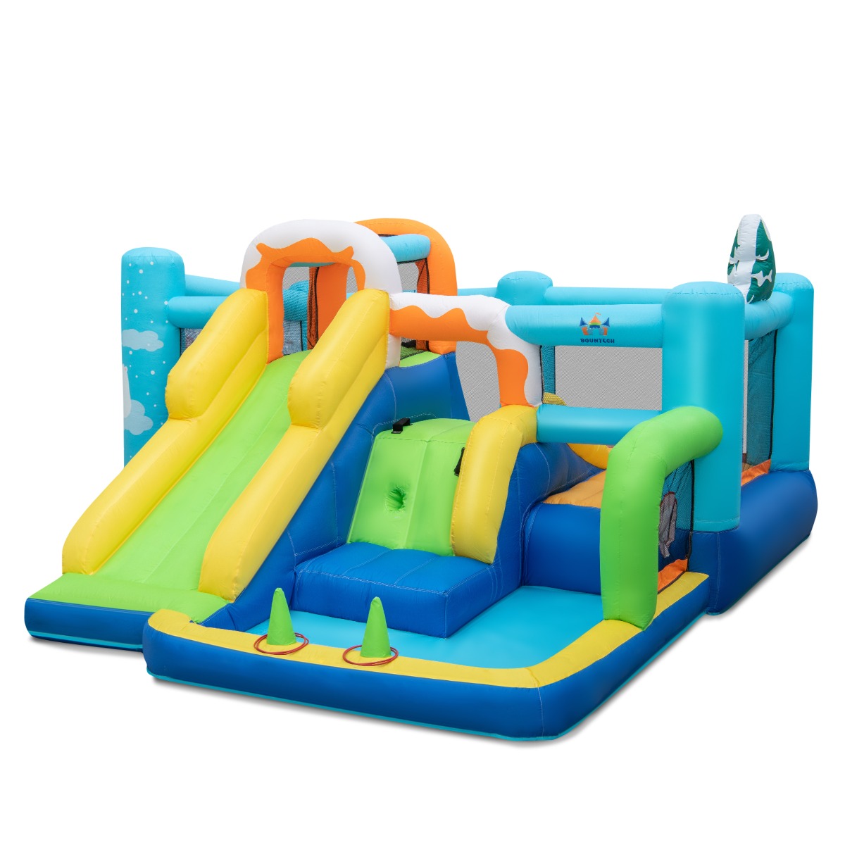 7-in-1 Jumbo Inflatable Bounce Castle with Long Slide (without Blower)