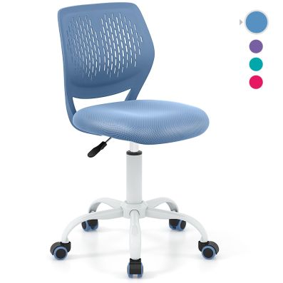 Adjustable Mid Back Children Study Chair with Adjustable Height for Office-Blue
