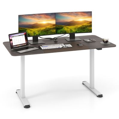 Electric Standing Desk with Cable Management Hole and Adjustable Height-Grey