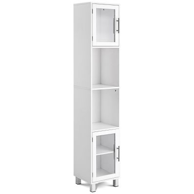 Tall Bathroom Storage Cabinet with 2 Open Shelves & 1 Adjustable Shelf ...