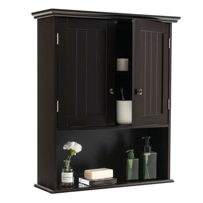 Multi-Purpose Wall Cabinet Storage with 2-Door for Bathroom-Coffee