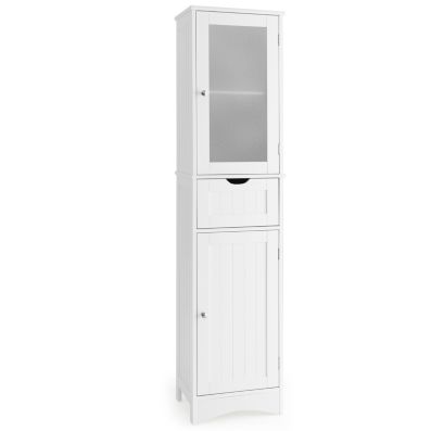 Tall Bathroom Storage Cabinet with 2 Doors & 1 Drawer