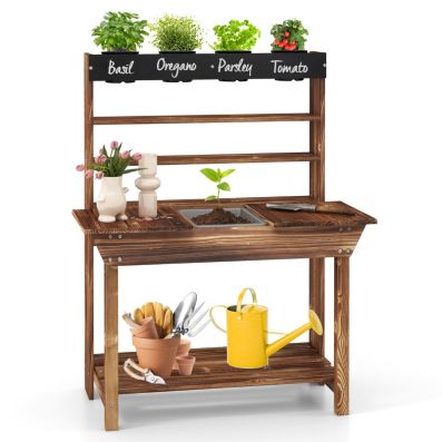 Kids Potting Bench Wooden Toy Gardening Center with 4 Pots