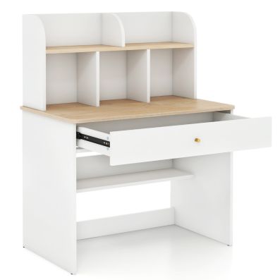 Kids Wooden Study Desk with Hutch and Drawer