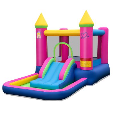 4-in-1 Inflatable Bounce House with Slide and Jumping Area (without Blower)