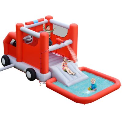 Firefighting-Themed Kids Water Slide with Splash Pool (without Blower)