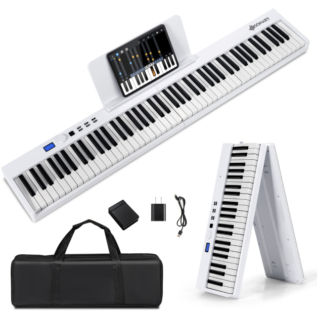 88 Key Electric Piano Keyboard Portable Semi Weighted Full Size Key w/Pedal  &Bag