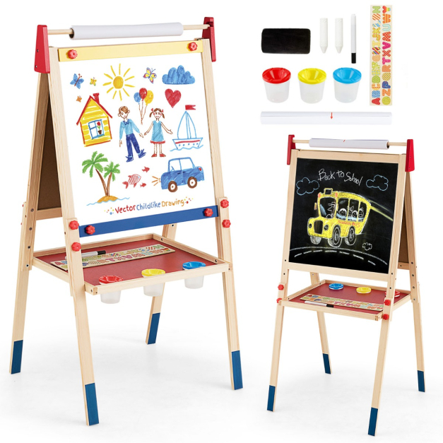 Kids Adjustable Chalkboard / Whiteboard / Paper Roll Easel