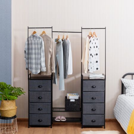 Costway Fabric Drawer Dresser with Clothes Rail Shoe Rack