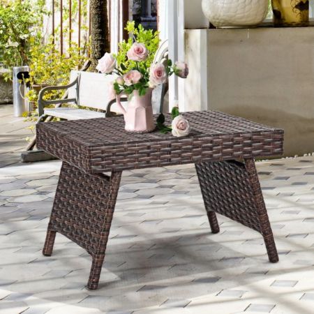 Costway Outdoor Folding Wicker Table with Large Weight Capacity