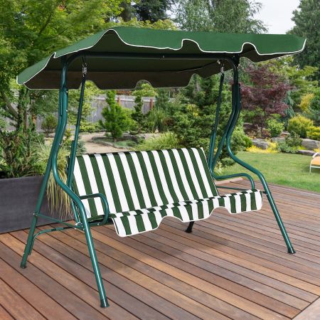 Costway 3 Seat Outdoor Patio Swing Chair with Adjustable Canopy for Backyard/Balcony