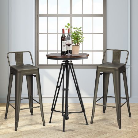 Costway Set of 4 Vintage Metal Dining Chair with Back Barstool