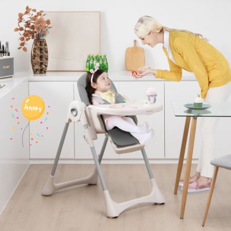 Costway Baby Dining Highchair with Reclining Seat for Toddlers