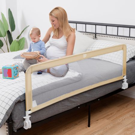Costway Height Adjustable Bed Rail with Mesh Cloth for Toddlers