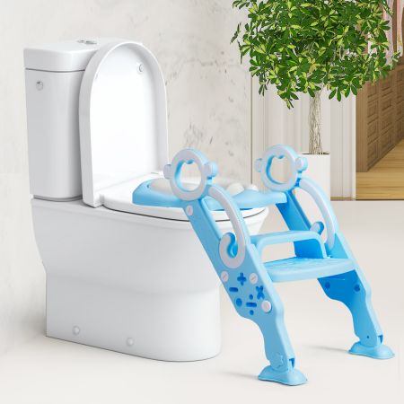 Costway Height-Adjustable Foldable Potty Seat with Non-Slip Step for Kids Aged 2 to 7 Years Old
