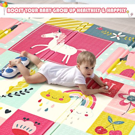 Costway Foldable and Reversible Baby Play Mat with Non-Toxic Material for Indoor and Outdoor Use