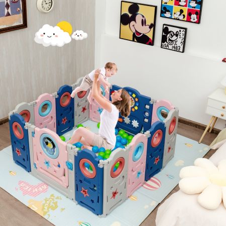 Costway Multifunctional Baby Playpen with Door Lock for Living Room