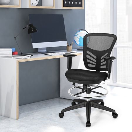 Costway Mid-Back Drafting Chair with Adjustable Foot Ring for Office & Home