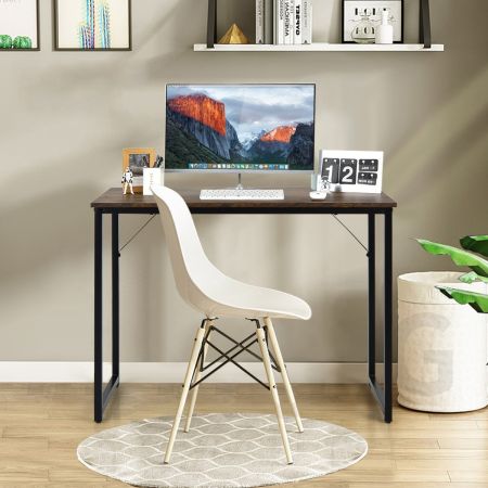 Costway Modern Simple Style Study Writing Desk Computer Desk with Heavy Duty Steel Frame