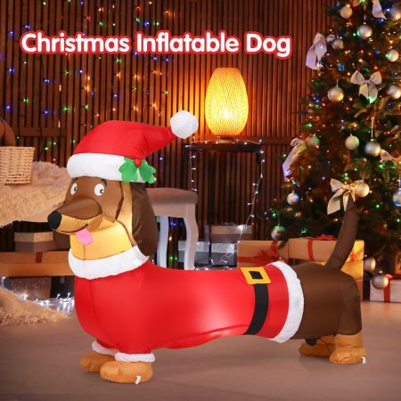 Costway 160 CM Christmas Inflatable Dog with Internal Bulbs for Indoor & Outdoor