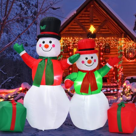 Costway 1.82M & 1.52M Christmas Inflatable Snowmen with LED Lights