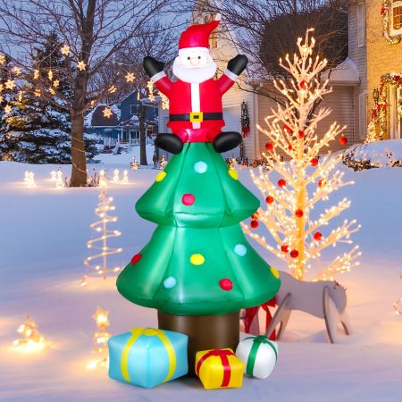 Costway 210 CM Blow-up Christmas Tree with Santa Claus for Lawn & Home &Party