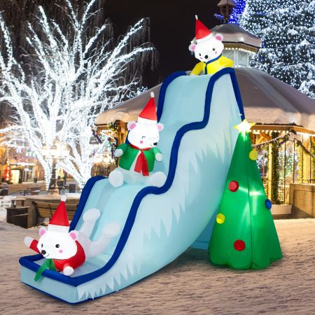 Costway 220CM Inflatable Polar Bear Slide Scene for Christmas Decoration