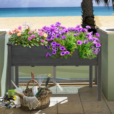 Costway Wooden Planter Box with 100% Fir Wood Frame for Patio