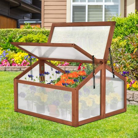 Costway Portable Green House with Fir Wood for Flowers