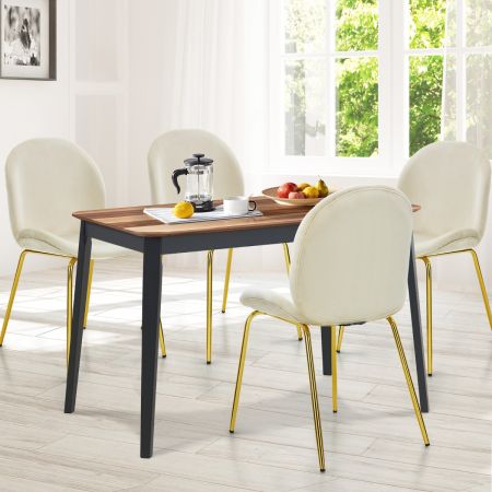 Costway Set of 2 Modern Velvet Dining Chairs with Golden Finished Metal Legs for Kitchen and Dining Room