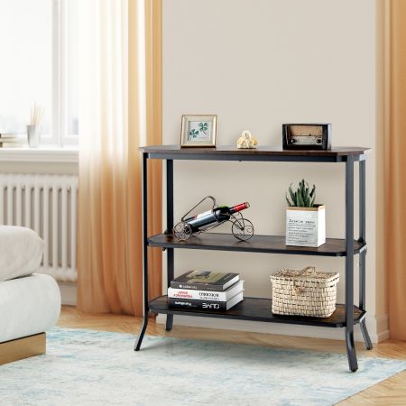 Costway Industrial 3-Tier Console Table with Metal Frame for Hallway