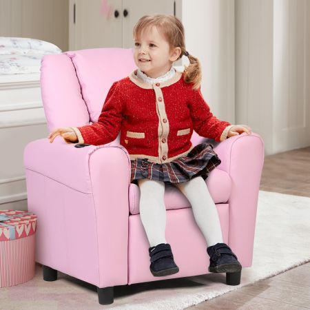Costway Children Recliner Chair with Ergonomic Armrest-Pink
