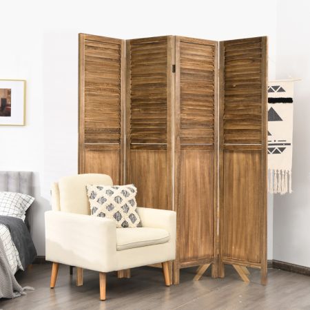 Costway Portable 4 Panel Folding Wooden Room Divider for Home & Office