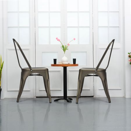 Costway Set of 4 Industrial Metal Dining Chairs for Home and Office