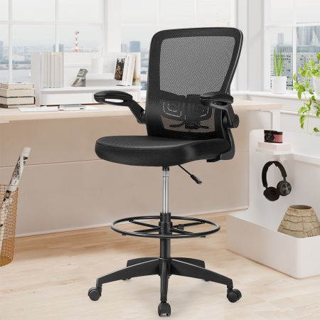 Costway Ergonomic Drafting Chair with Flip-Up Armrest