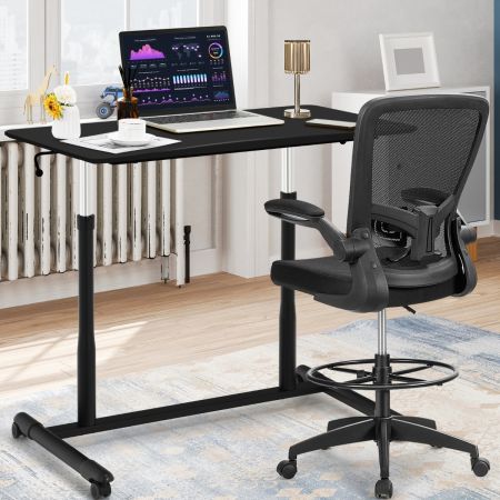 Costway Mobile Height Adjustable Sit to Stand Up Computer Desk with Lockable Wheels
