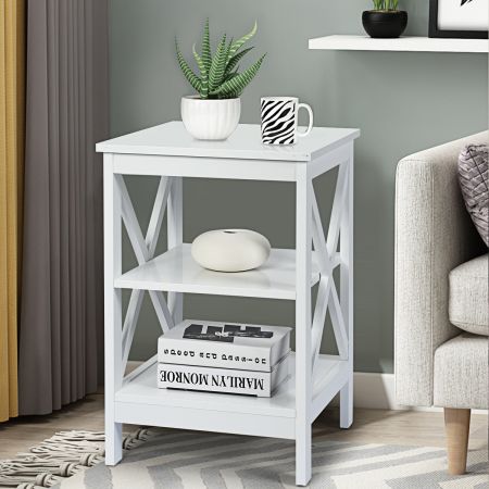 Costway 3-Tier X-Design Nightstand Side Table with Stable Structure