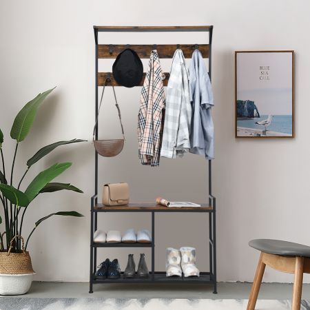 Costway 3-In-1 Multifunctional Coat Rack Stand with Storage Shelf for Entryway