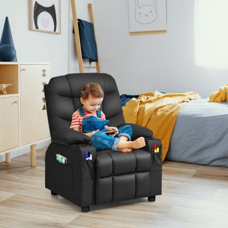 Costway PU Leather Recliner with Cup Holder for Kids