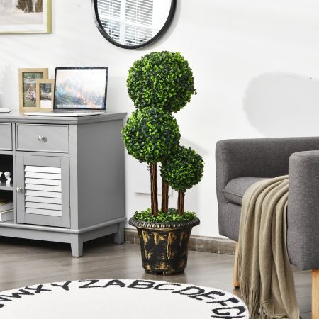 Costway 90cm Topiary Artificial Tree with Decorative Pot
