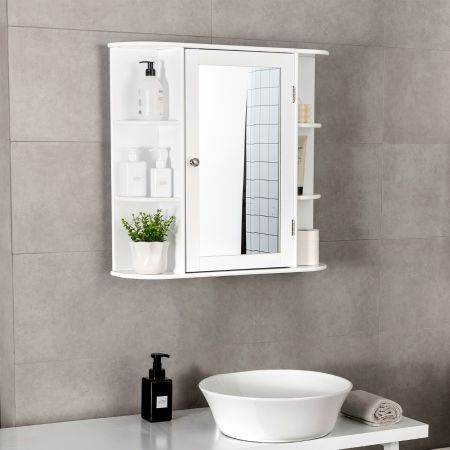Costway Wall Mounted Storage Cabinet with Mirror for Bathroom & Living Room