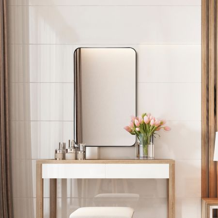 Costway Bathroom Wall Mirror with Rounded Corner for Washroom