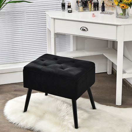 Costway Velvet Storage Ottoman with Wood Legs for Living Room