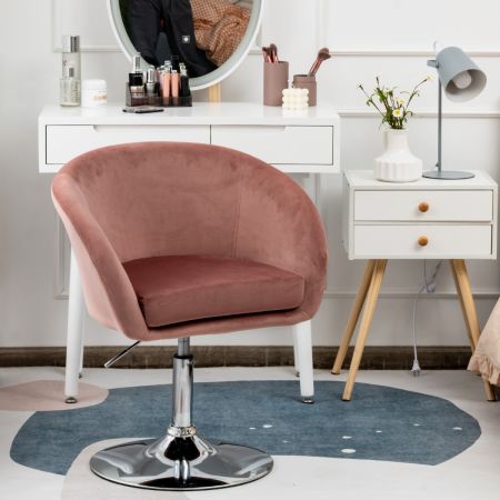 Costway Modern Velvet Vanity Chair Height Adjustable Bar Stool with 360 Degree Swivel