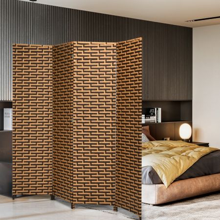 Costway 1.8M Tall 4-Panel Folding Wooden Screen Room Divider for Home