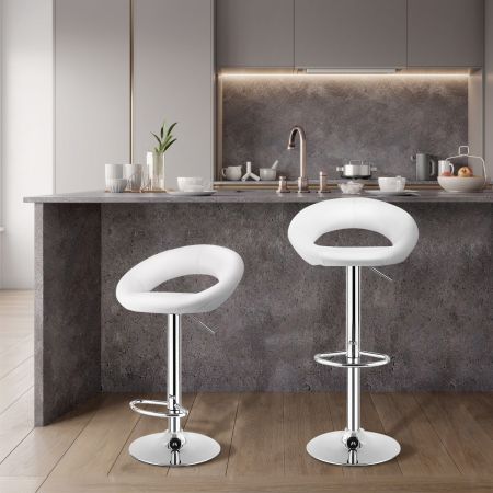 Costway Set of 2 Height Adjustable and 360° Home Bar Stool with Non-Slip Base and Steel Footrest