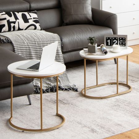Costway Modern Nesting Round Coffee Table Set of 2 for Living Room