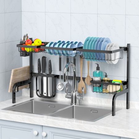 Costway 2-Tier Over Sink Adjustable Dish Drying Rack for Kitchen Counter Storage