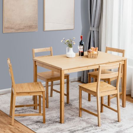 Costway Dining Set with 1 Rectangular Table & 4 Chair for Dining Room & Kitchen