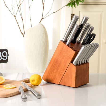 Costway 16 Pieces Professional Chef Knife Block Set with Ergonomic Handle